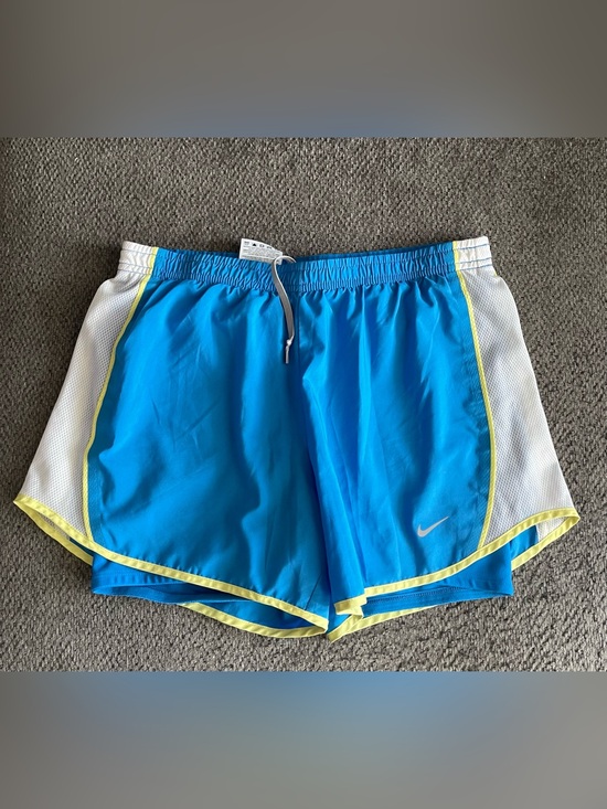 Nike Pants - Nike Dri-Fit Women's Bright Blue Running Shorts with Yellow Trim